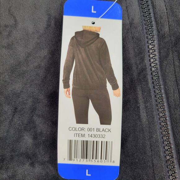 New Fila Hoodie Womens Large Black Velvet 1/4 Zip Hooded Pullover Sweatshirt NWT - Picture 4 of 15